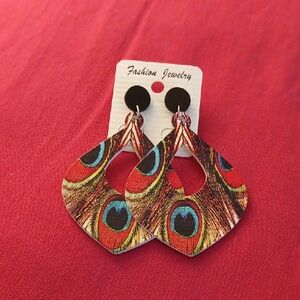 Peacock Feather Pattern Earrings